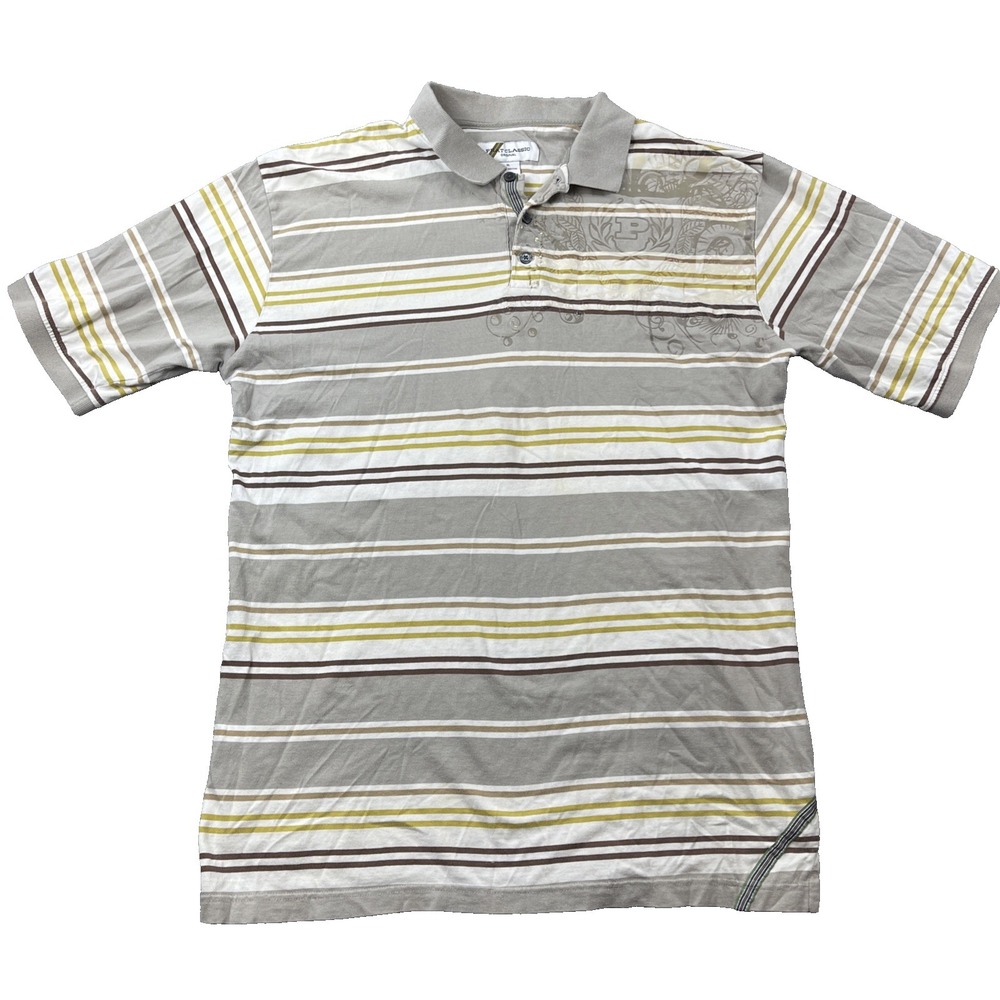 VTG Phat Farm Shirt Men XL Tan Striped Graphic‎ Y2K 2000s Rap Hip Hop Streetwear